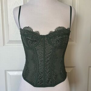 Urban Outfitters Out from Under Modern Love Green Lace Corset Top